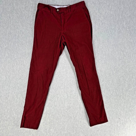 Faconnable Corduroy Pant Men's 36 Burgundy Flat Front Straight Leg 34Wx34L - Picture 1 of 13
